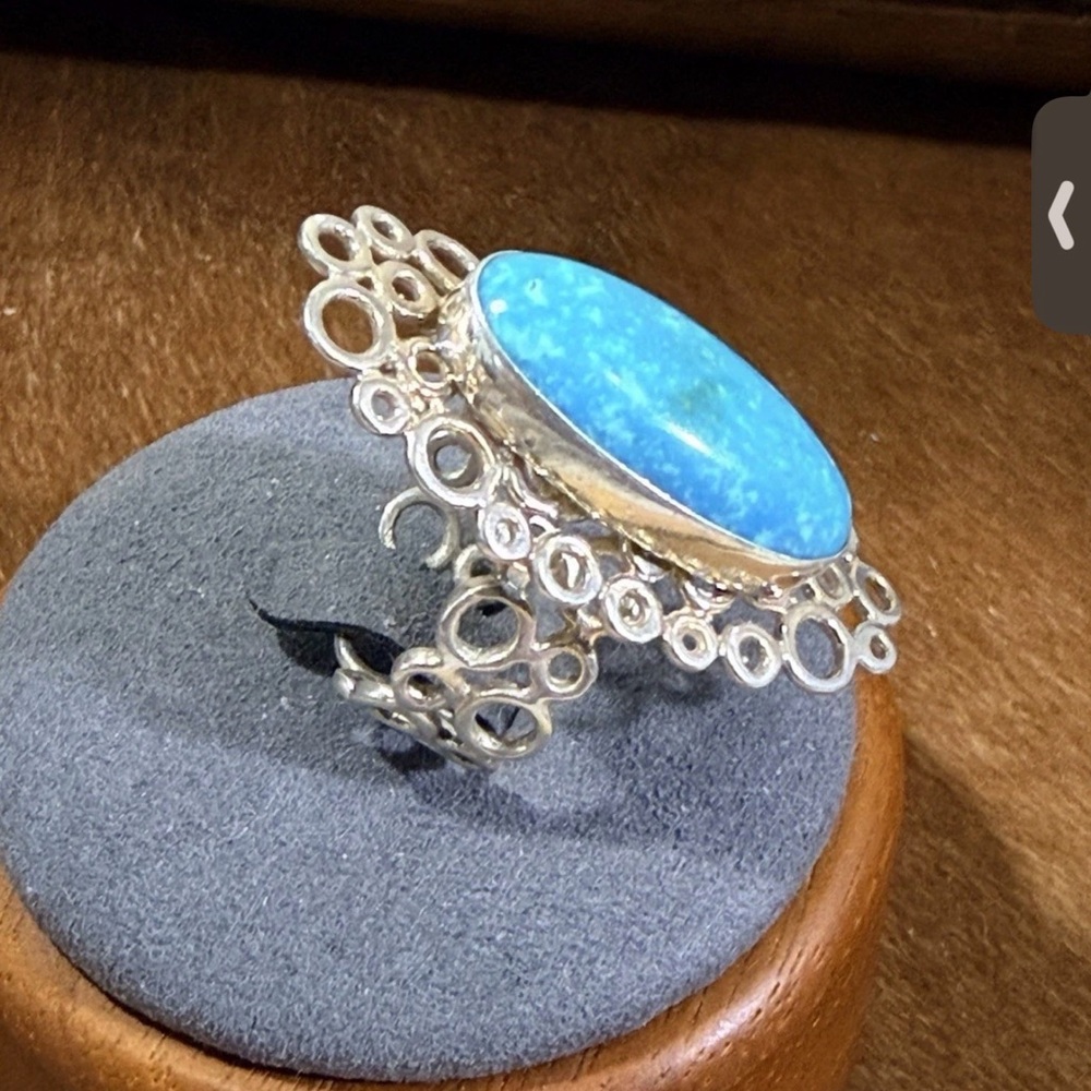 925, Sterling Jay King DTR Statement Turquoise Ring w Circle Setting Sz 10.5 - Picture 2 of 10